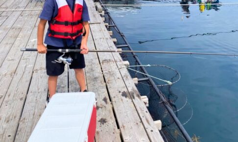 釣り堀で釣り
